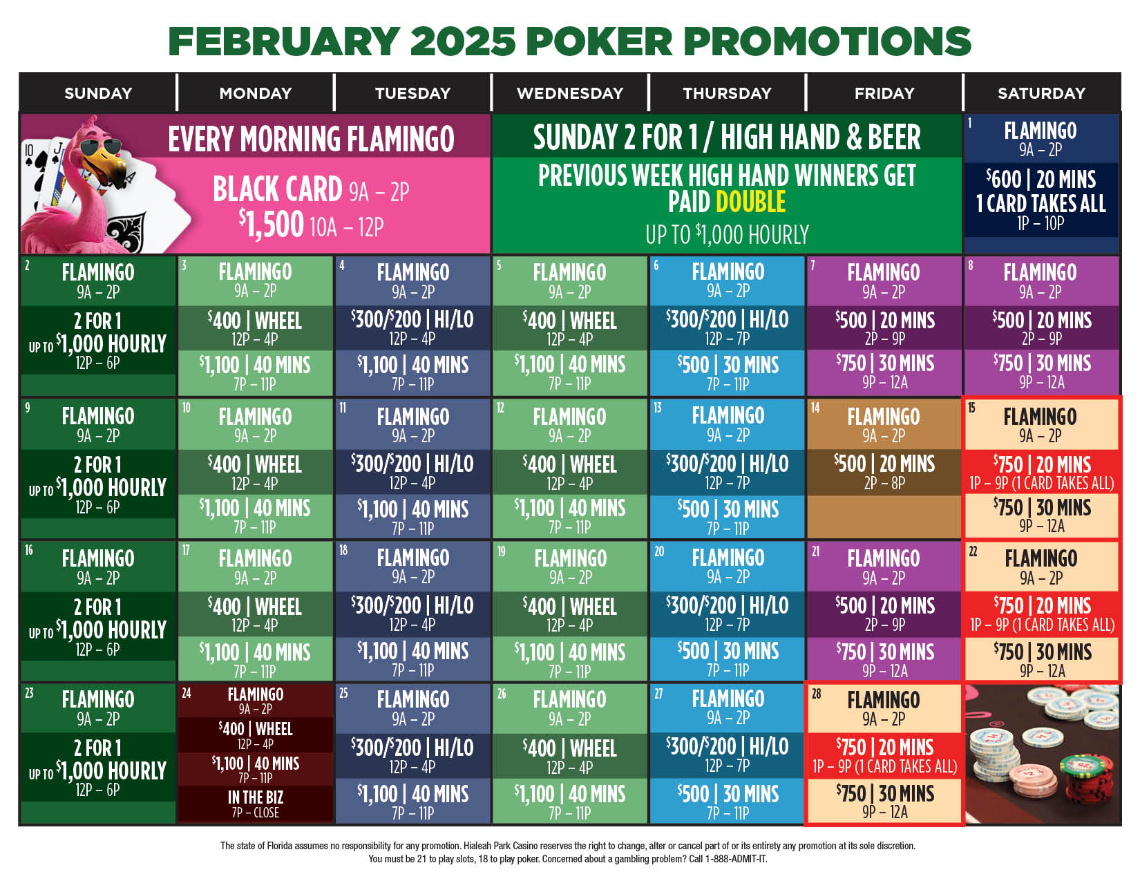 February Poker Calendar