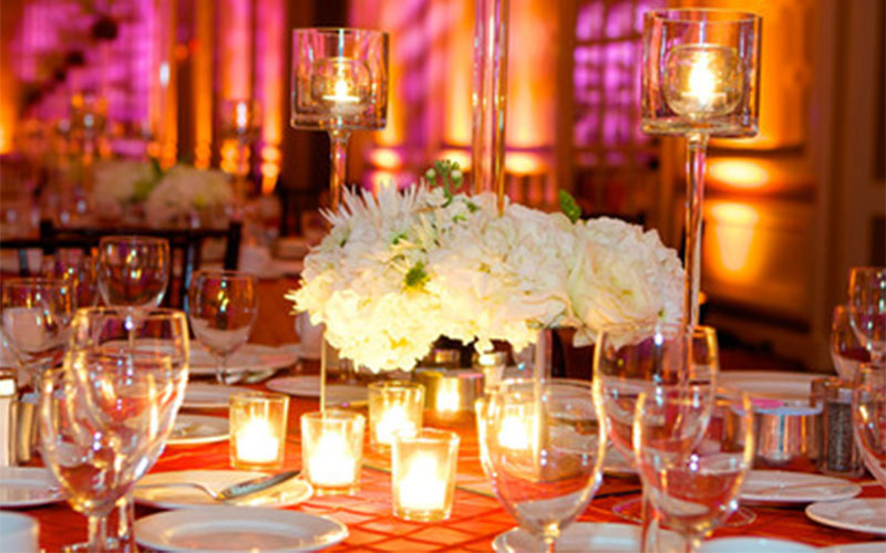 Glasses on a reception table