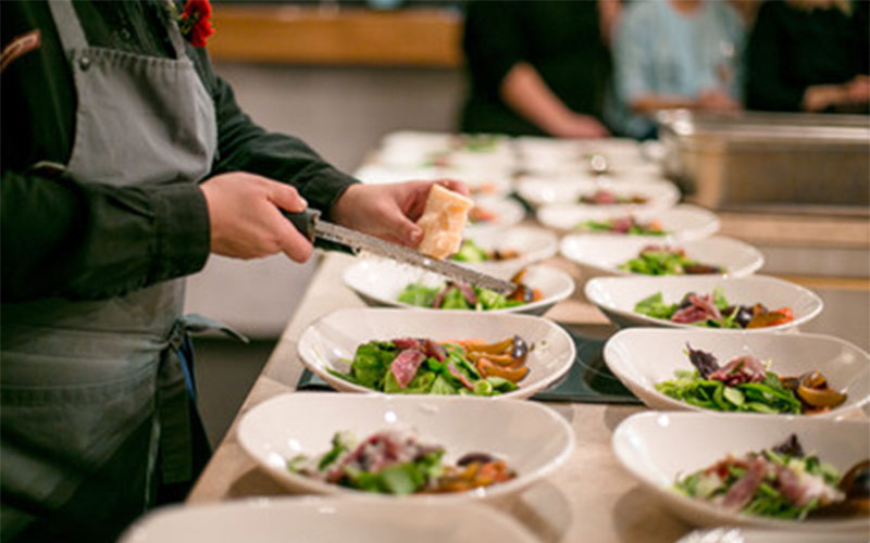 Chef preparing food dishes